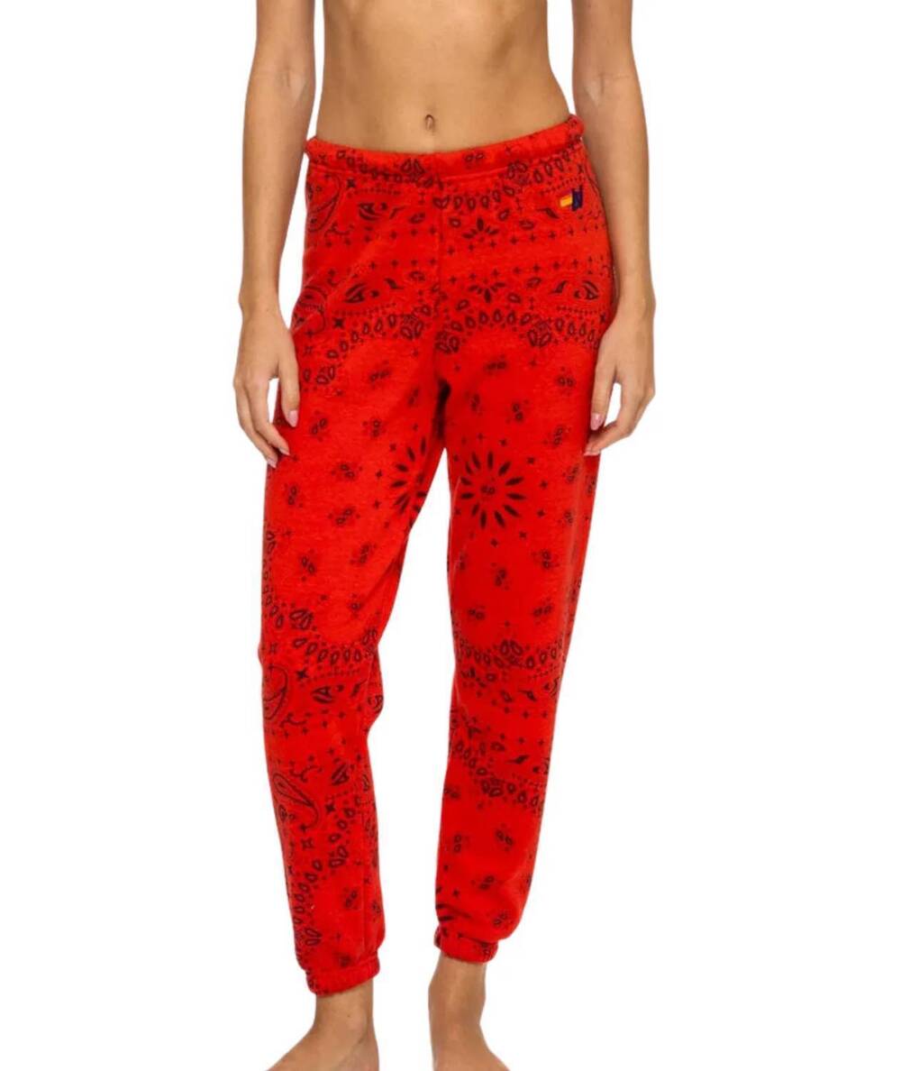 NEW AVIATOR NATION bandana sweatpants in flash red